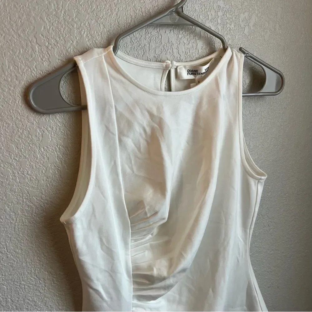 Diane Von Furstenberg Poseidon Gathered Tank Ivory